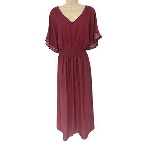 Margaux Riviera Brick Kimono Embroidered Sleeve Maxi Dress Size 2X 18 20 Plus Sz